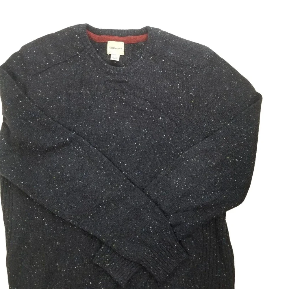 GH Bass Crewneck Sweater Mens L Acrylic Wool Grandpa Pullover Lightweight Blue - Picture 15 of 16